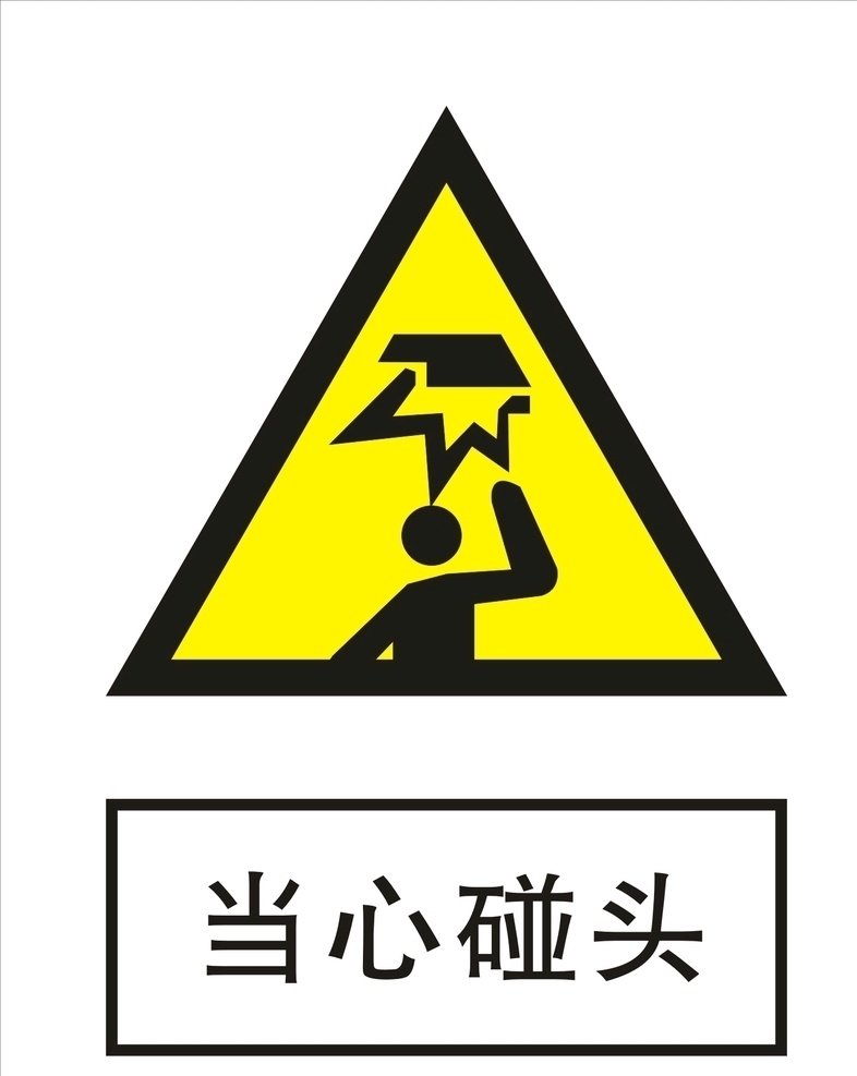 当心碰头 黄色三角 碰头 当心 黑黄