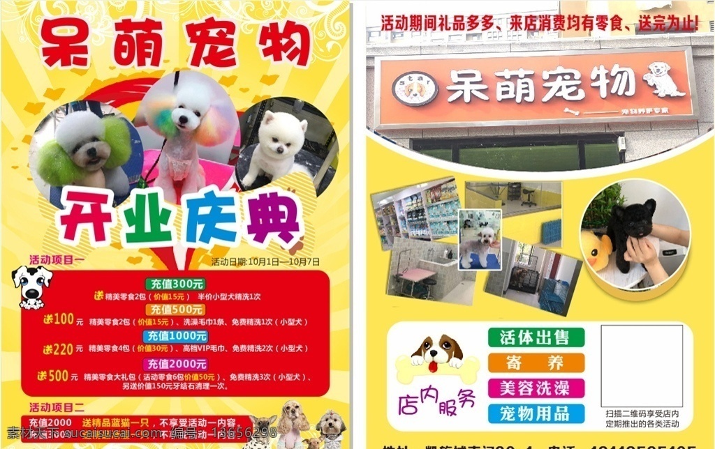 呆萌宠物单页 开业庆典 狗狗 宠物狗 开业单页 dm宣传单