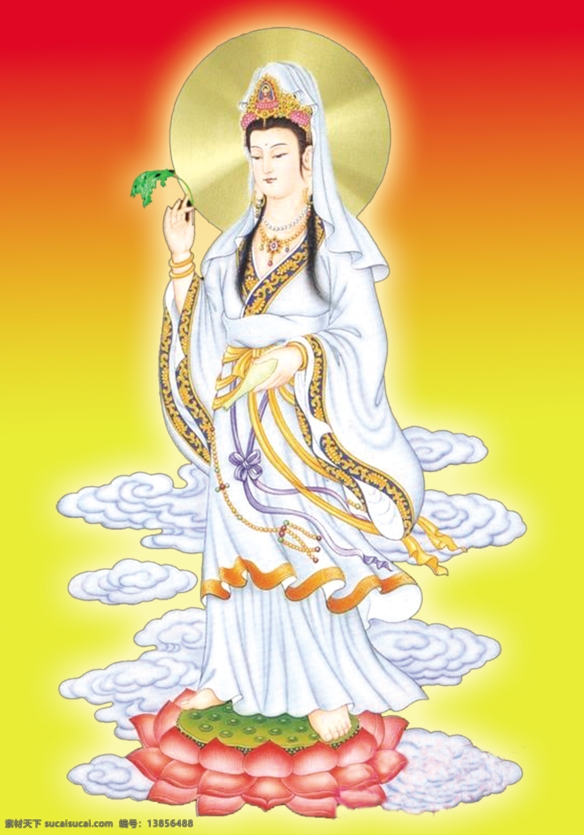 观音菩萨 荷花 渐变背景 展板模板 广告设计模板 源文件