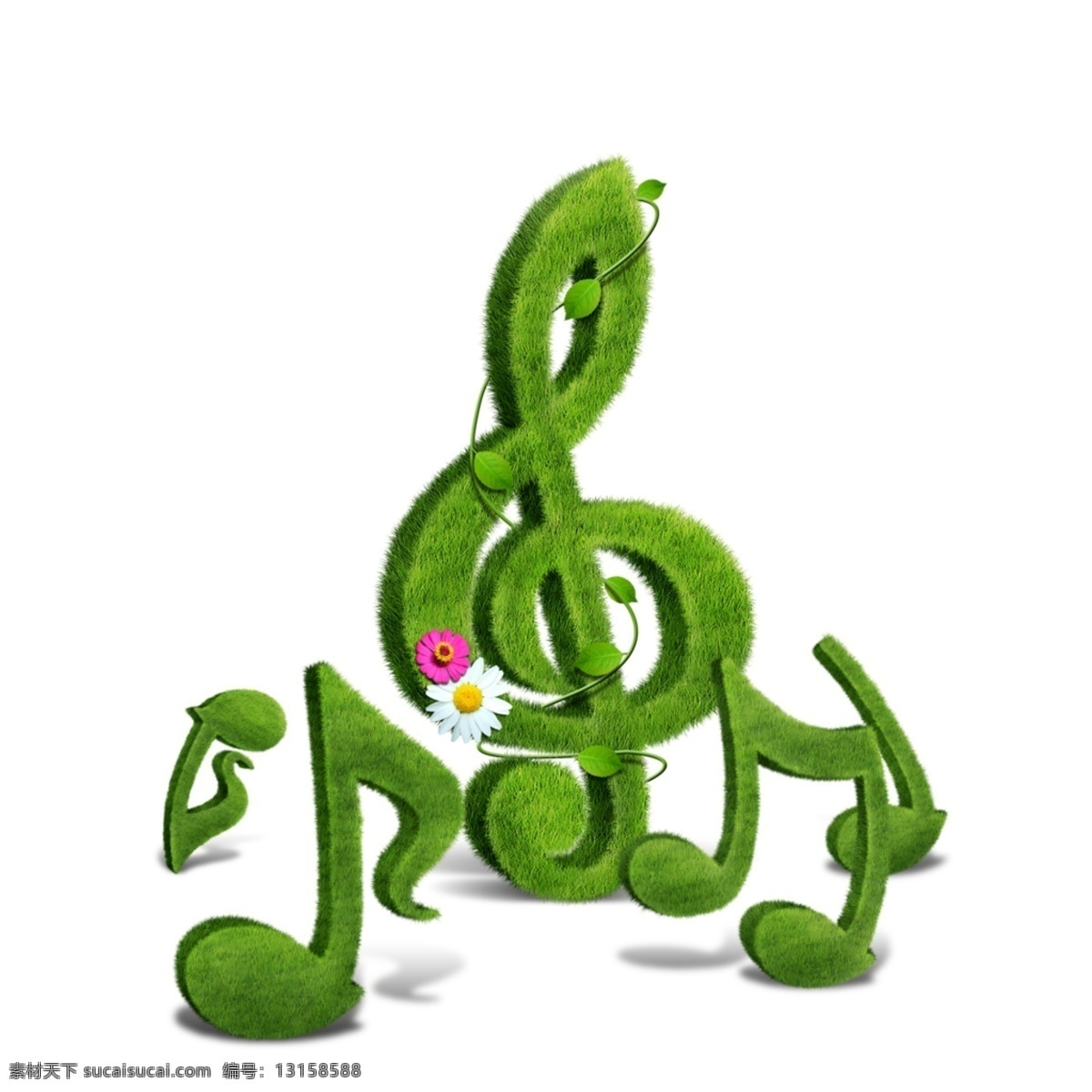 立体 绿植 音符 立体音符