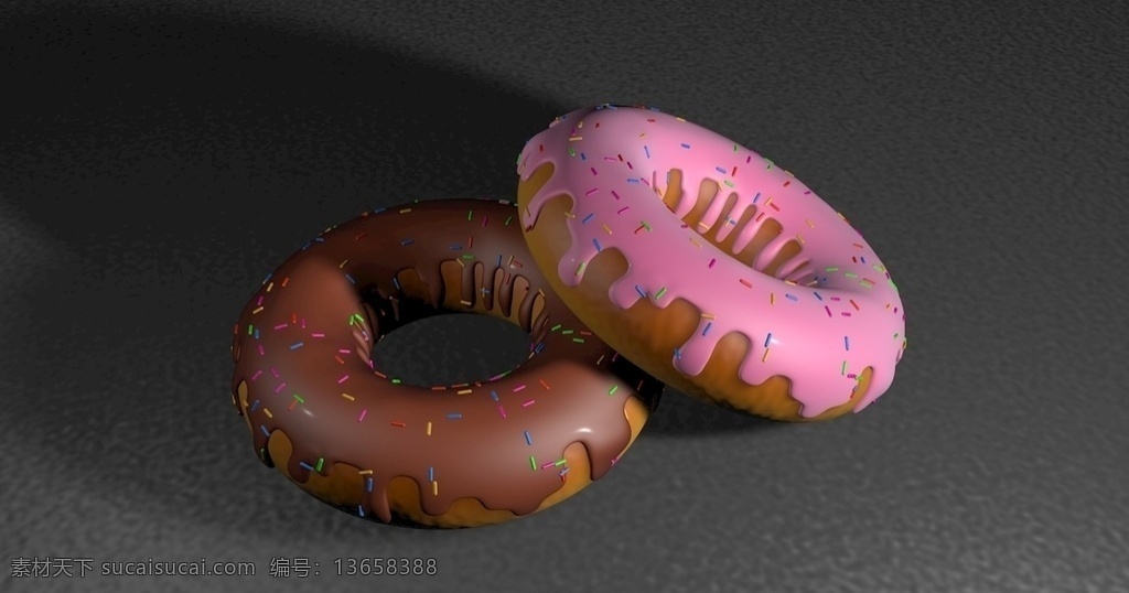 巧克力 甜甜 圈 模型 食物 甜甜圈 草莓 食品 素材大图 3d设计 其他模型 c4d