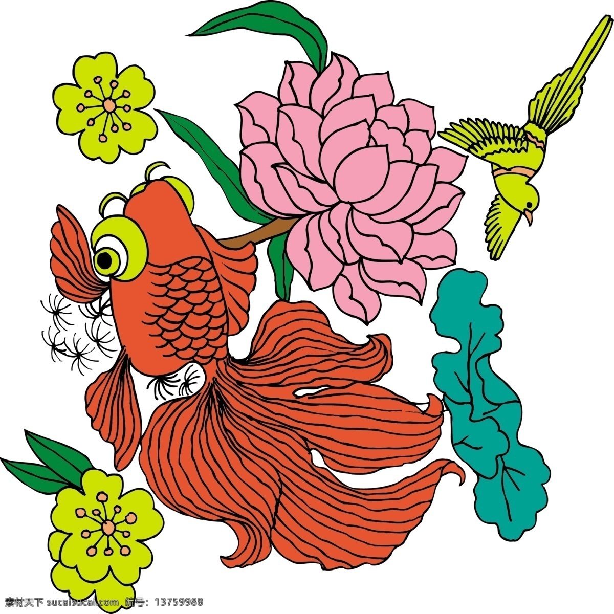 红色 金鱼 剪纸 窗花 图 传统 春节 花 节日 手工 贴纸 喜庆 艺术 文化艺术