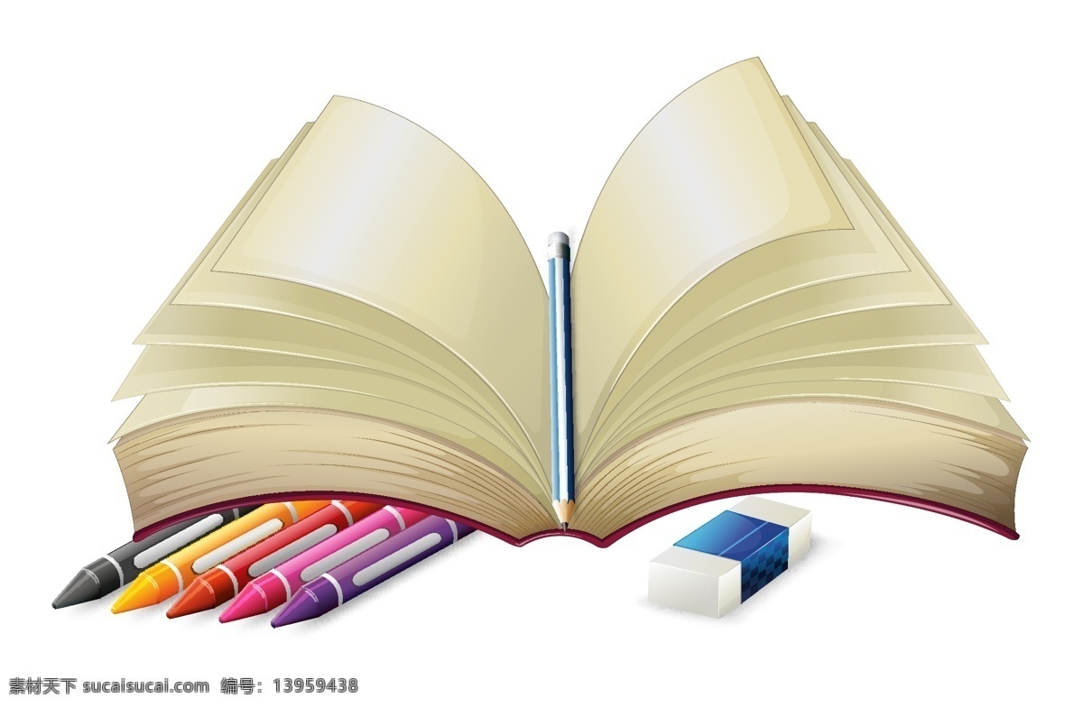 学习用品 彩色铅笔 读书 画笔 课本 铅笔 生活百科 矢量素材 书本 文具 学习 回到学校 矢量 psd源文件