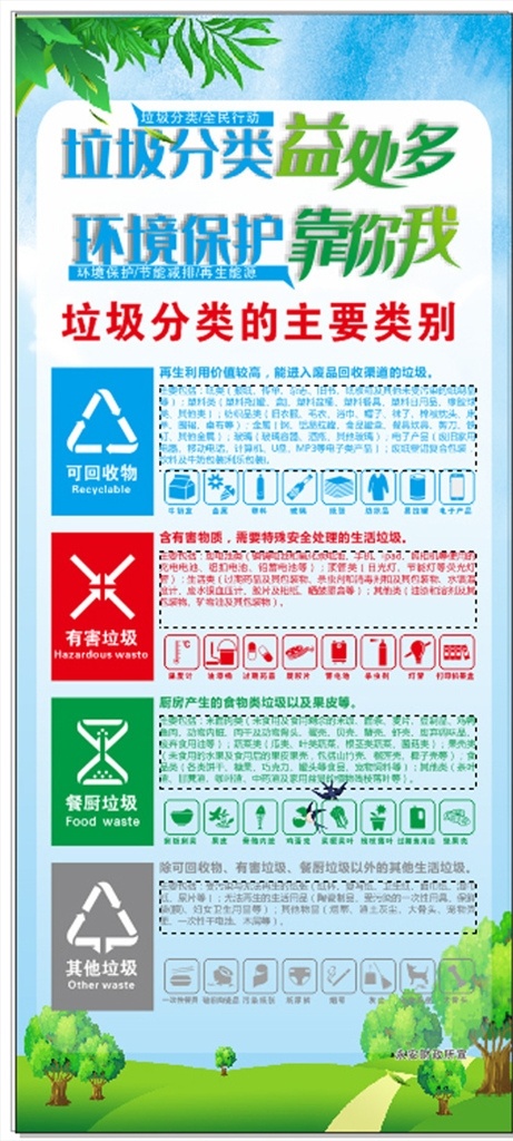 垃圾分类展架 垃圾分类 展架 海报垃圾分类 有害垃圾 展板模板