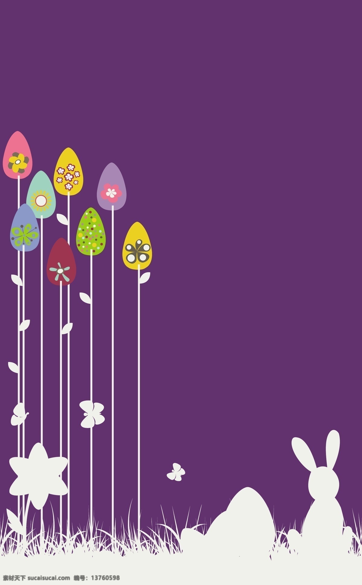 复活节 插画 花 蛋 兔子 矢量图 其他矢量图