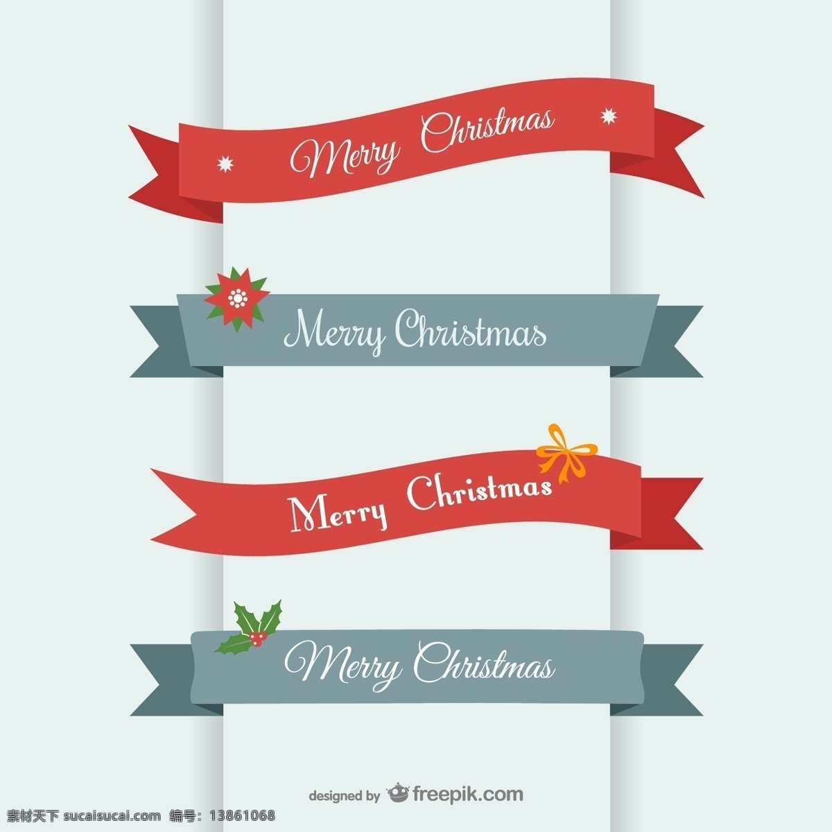 圣诞 纸质 丝带 christmas merry 蝴蝶结 圣诞节 矢量图 装饰 节日素材