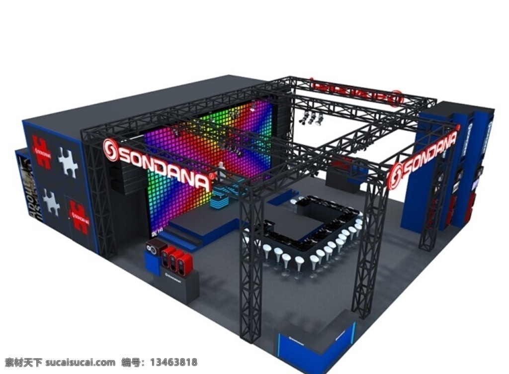 圣达纳舞台 展览 展示 展台 招商展 音箱展 3d设计 3d作品 max