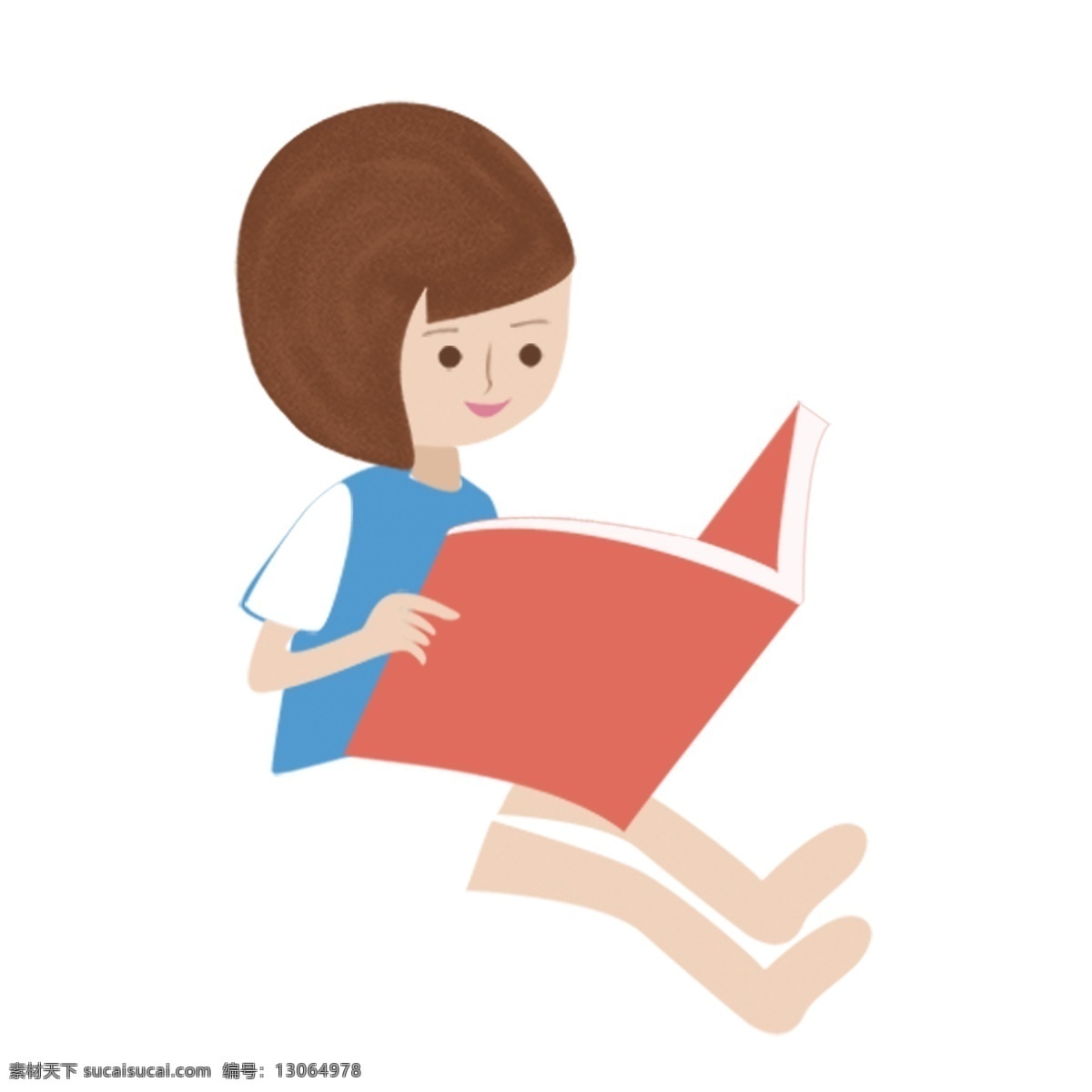 坐 看书 女孩 图案 元素 卡通人物 阅读 看书的女孩 人物元素 设计元素 元素设计 创意元素 手绘元素