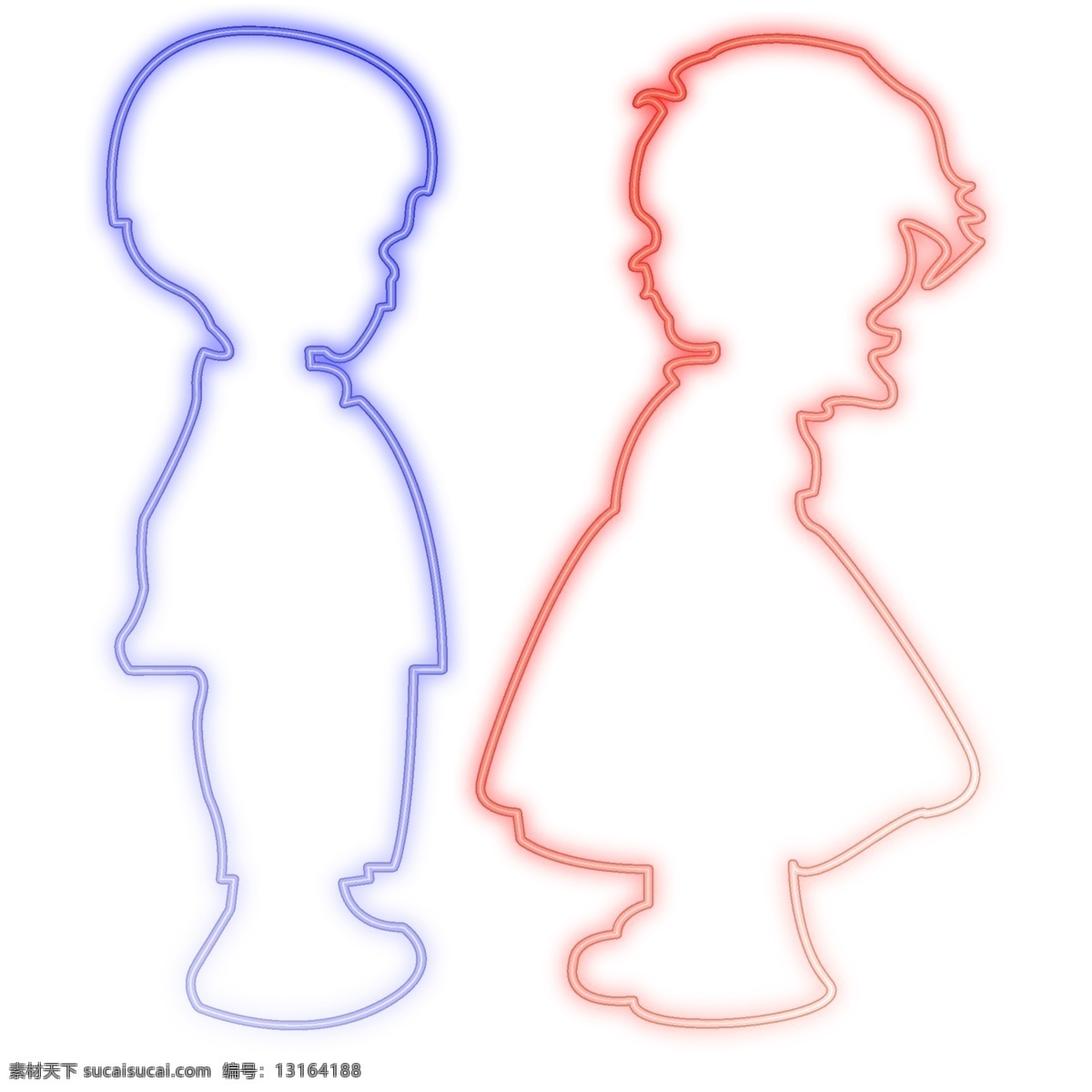 渐变 霓虹灯 小孩 元素 商用 女孩 学生 男孩