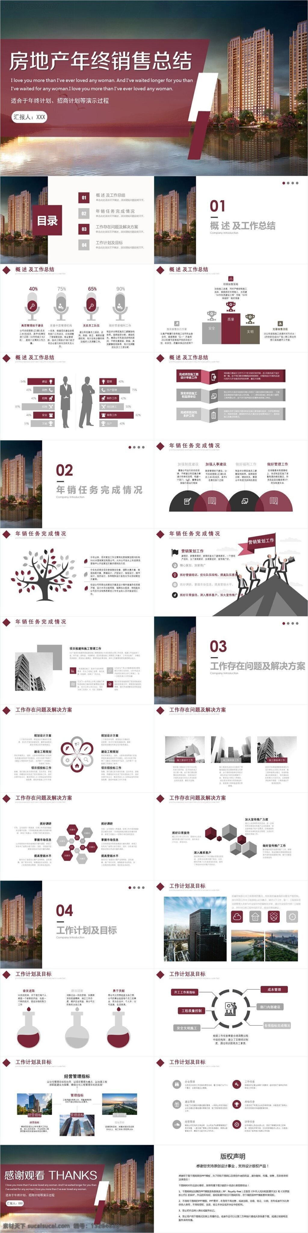 简约 风 房地产 年终 销售部 总结 模板 范本 高层管理 监理单位 简约风 年终计划 施工图 招商计划