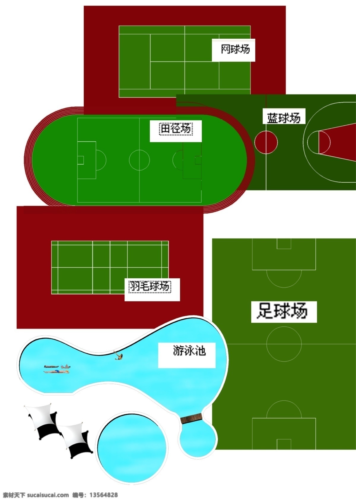 彩平 环境设计 景观设计 篮球场 平面 游泳池 源文件 各类 运动场 搜集 图 模板下载 羽毛球场 田径场 网球场 psd源文件