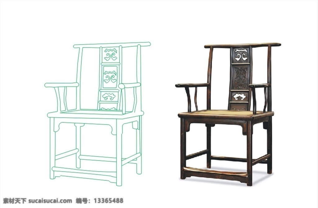 官帽椅 明清家具 中式椅子 椅子线条图 明清椅子 古典家具 新中式家具 中国风素材 cad 文化艺术 传统文化