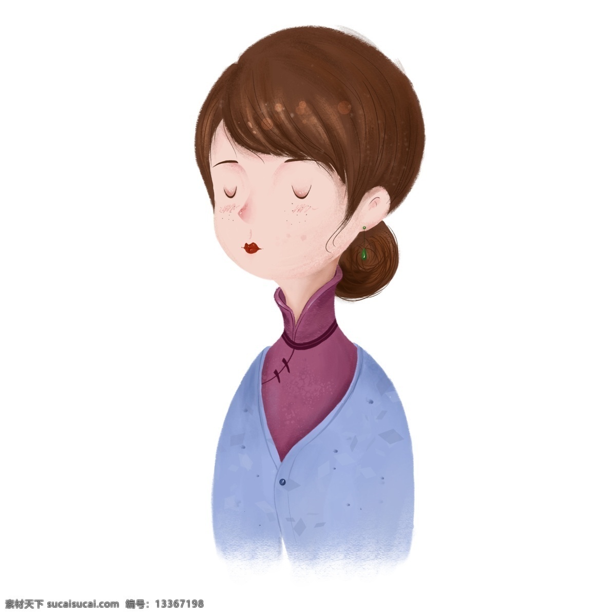 复古 手绘 母亲 形象 东方美人 母亲节 小清 新手 绘 小清新女 女性 中国 风 手绘母亲 手绘女性 穿旗袍的母亲 手绘妈妈 卡通妈妈