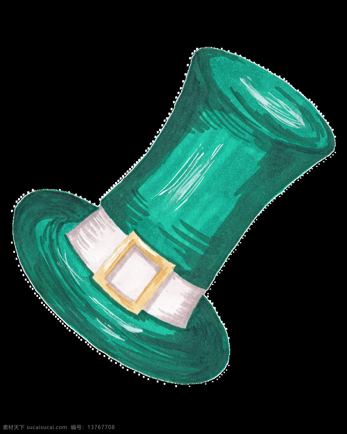 绿色 礼帽 透明 装饰 手绘 矢量素材 设计素材