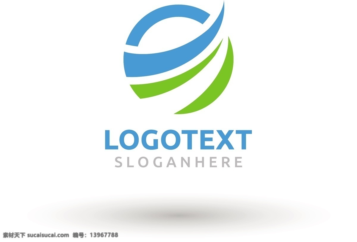 抽象 圆形 蓝色 绿色 logo 模板 波浪 企业标志 logo模板
