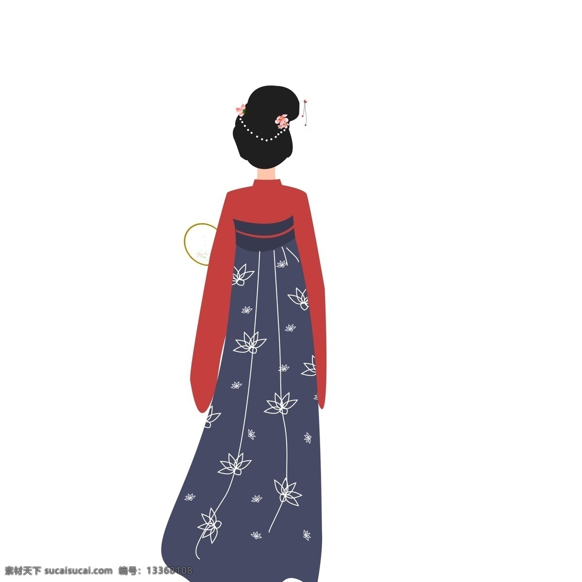 手绘 卡通 日本 女人 背影 元素 人物背影 日本女人 和服女人 卡通人物 人物图案 设计元素 元素设计 简约 创意元素 手绘元素