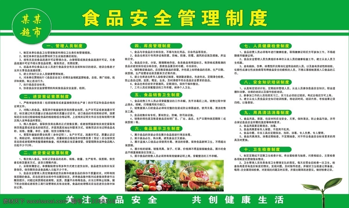食品安全 管理制度 食品安全管理 管理人员制度 进货索证制度 厨房管理制度 食品销售卫生 食品展示卫生