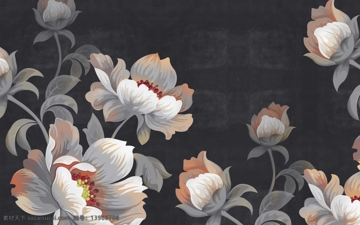 手绘 花朵 玄关 屏风 电视 背景 墙 底纹 电视背景墙