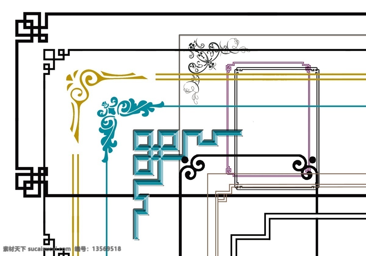 花角 角边 花边 古典花边 古式 花纹 分层 源文件