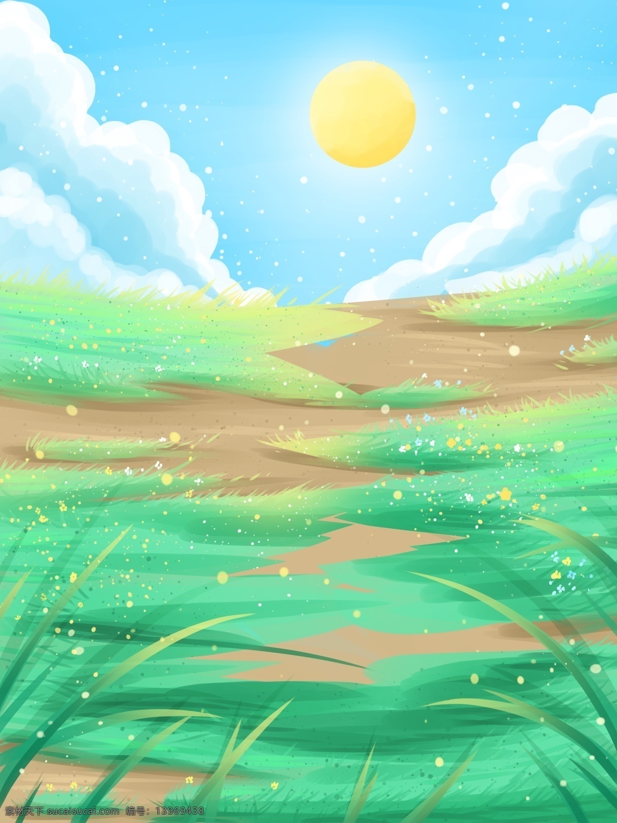 春风 手绘 背景 图 春分 插画 女孩 清新