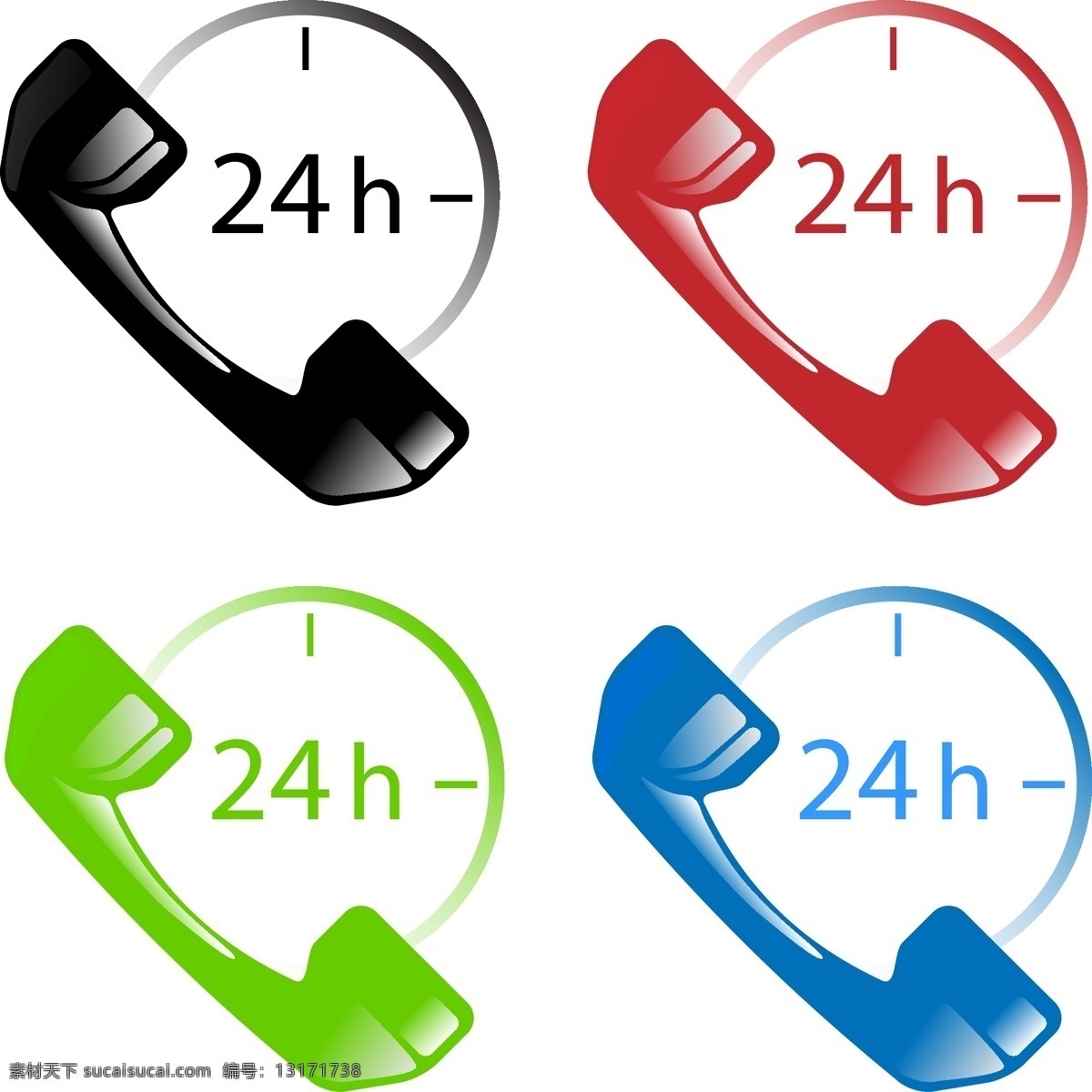 小时电话 24小时 电话 服务 矢量图