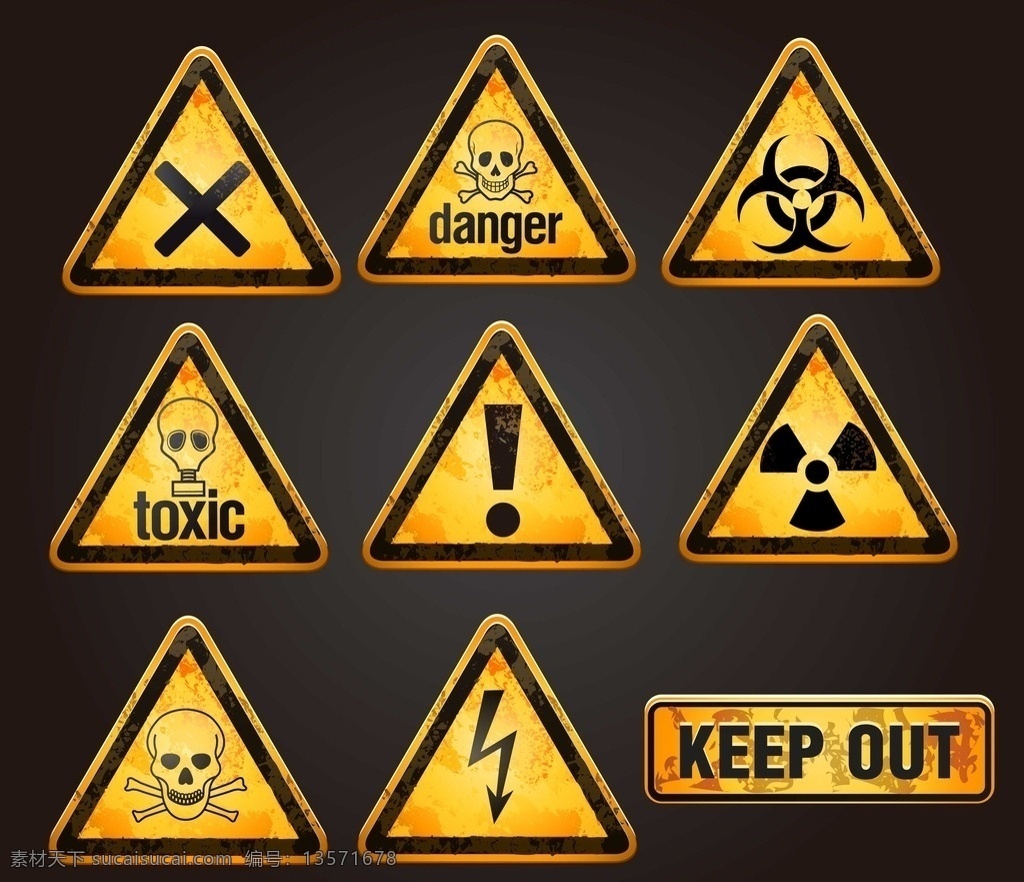 警示牌 危险 放射性 keep out 警告标志 黄牌 标志图标 其他图标
