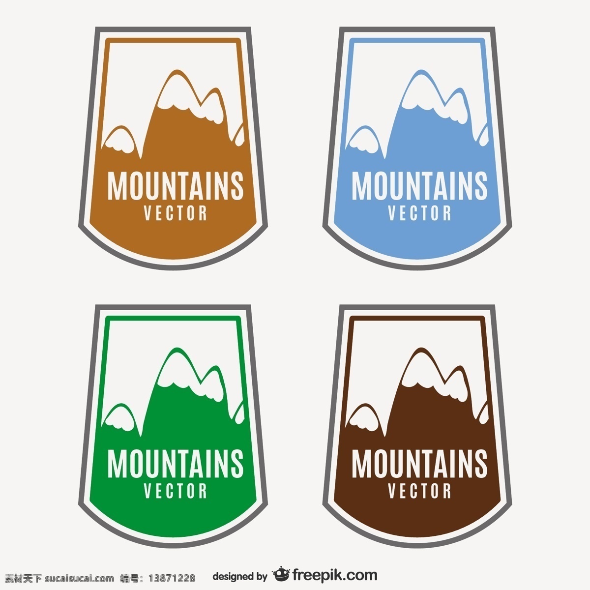 山上的标签 标志 标签 徽章 邮票 自然 山 雪 贴纸 图形 山脉 插图 编辑 自然标志 雪山 白色
