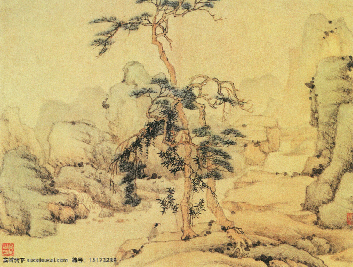 假山 怪石 国画 绘画 水墨 中国画 文化艺术