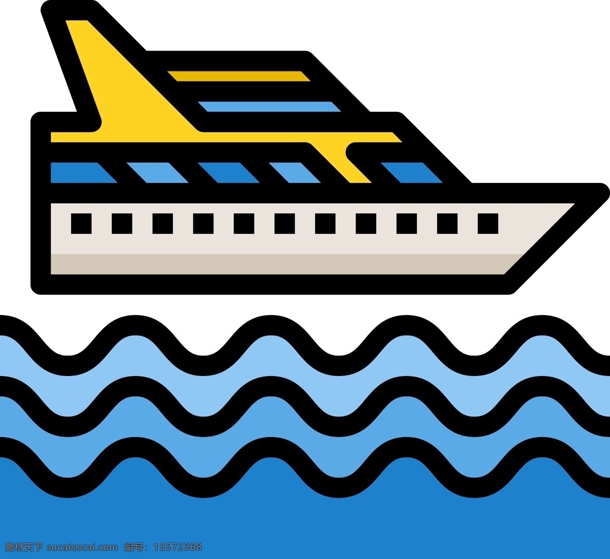 游 轮船 卡通 免 扣 游轮 游船 航行中的游轮 矢量图 卡通的 图标 插画 插图 扁平化 有趣的 大海