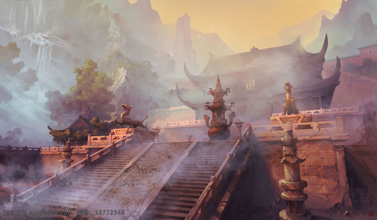 游戏场景 三清宫 道观 庙门 山门 风景 生活 旅游餐饮