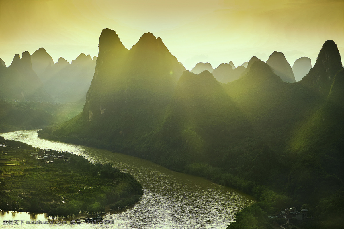 桂林 山水风景 高清 脉 山峰 高山 河流 湖泊