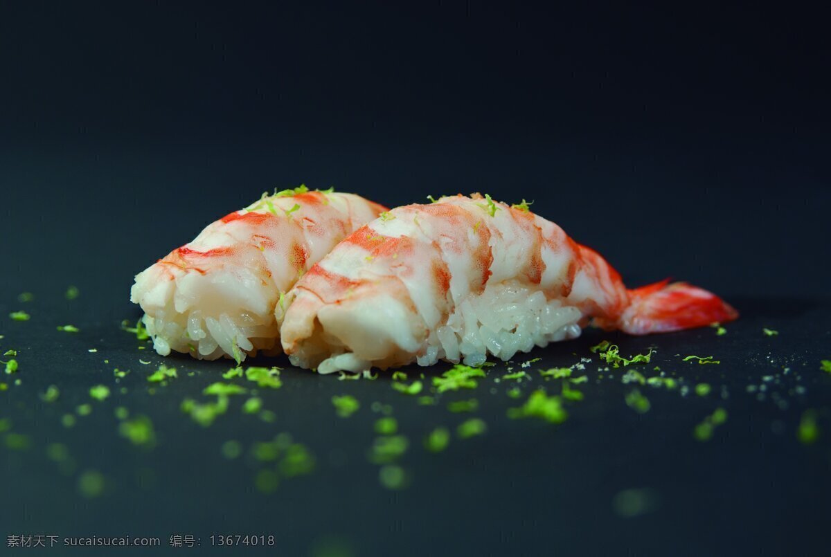 敲虾片寿司 敲虾 虾片 芥末粉 日本寿司 美食 饭团 餐饮美食