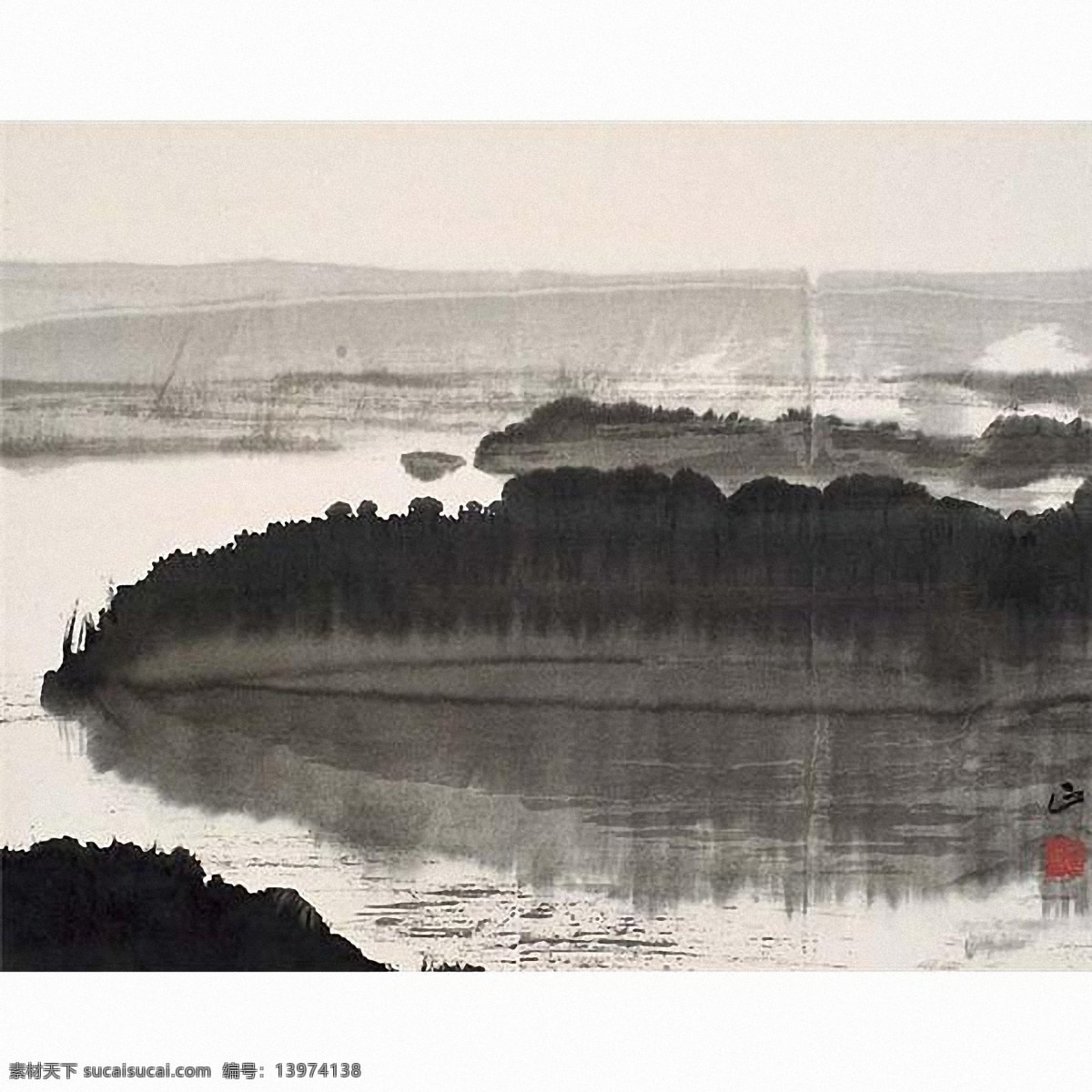 水墨免费下载 背景 河流 黑白 水墨 背景图片