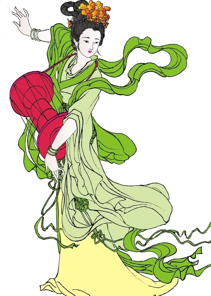 古典美女 矢量图 豉 人物 插画