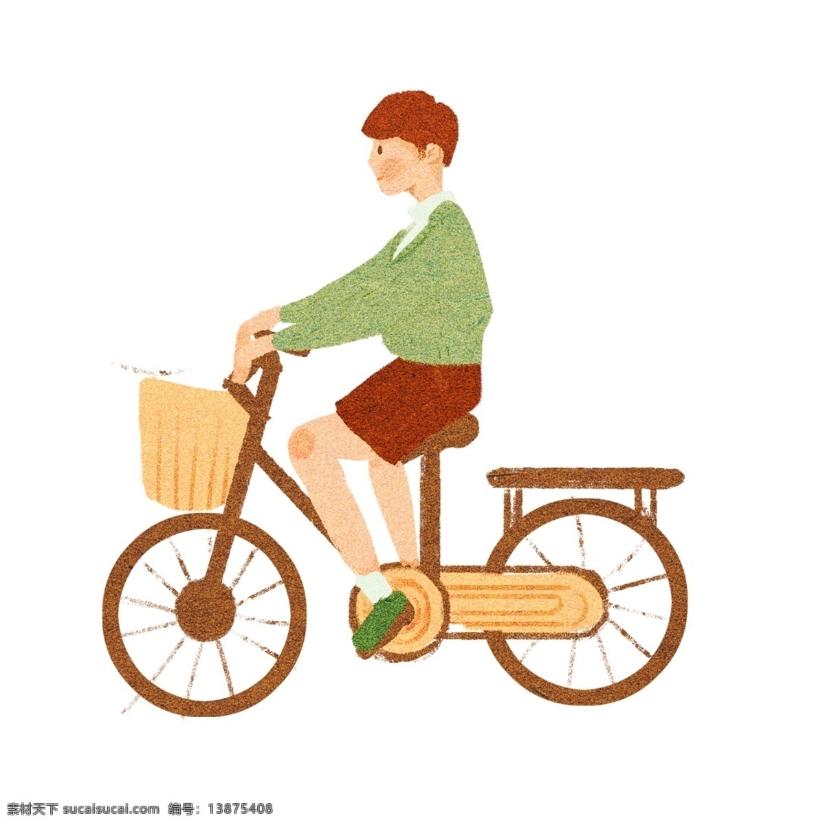 骑 自行车 男孩 商用 元素 踏青 卡通 骑自行车 男生 插画设计 手绘 小清新设计