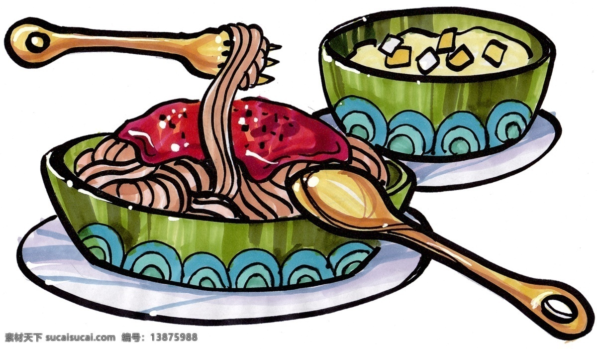 面条 手绘美食 马克 笔 手绘 美食 餐饮美食 效果 图 绘画作品 绘画书法 文化艺术