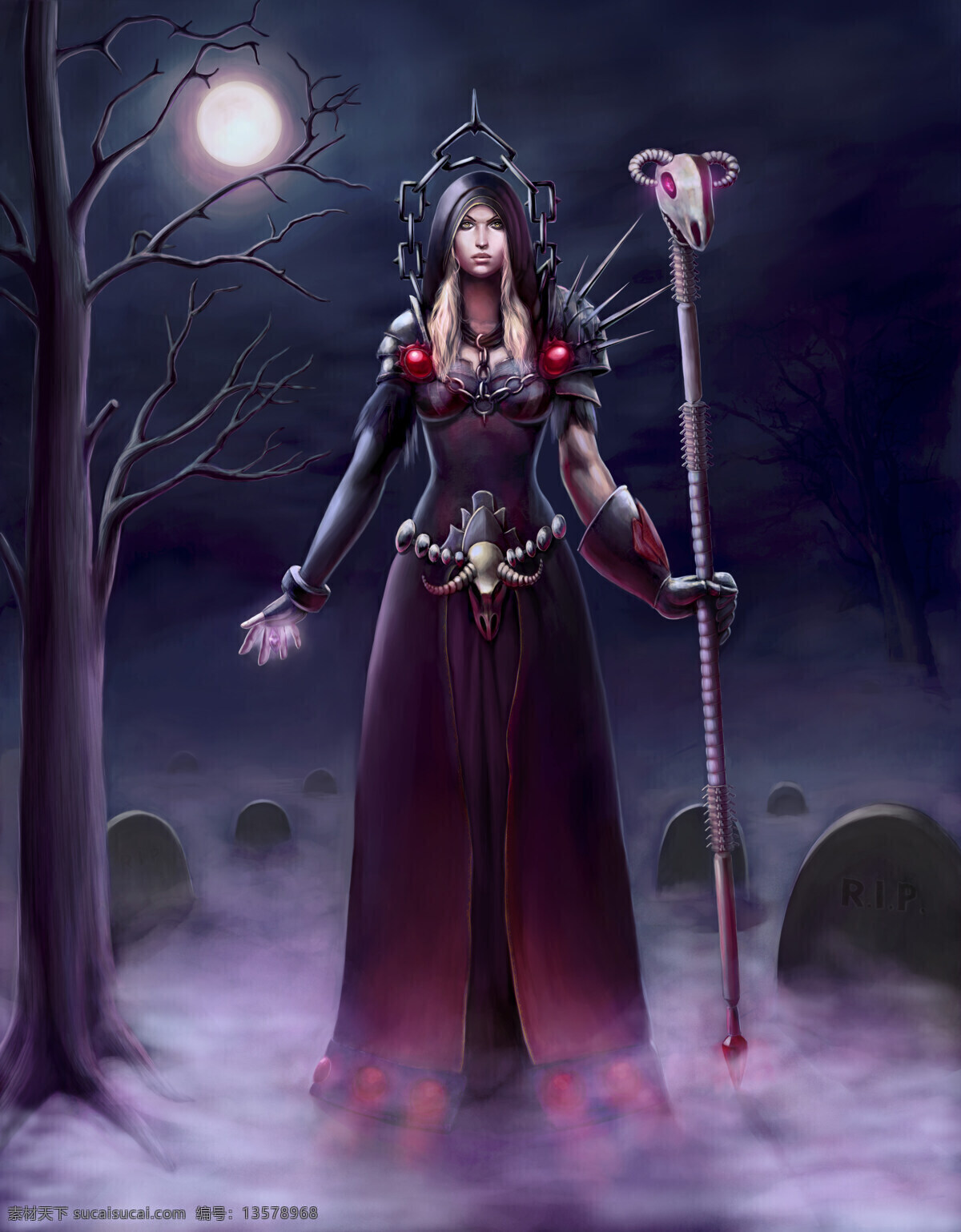 魔兽世界 魔兽 人类术士 术士 暗夜 月亮 月光 法杖 仙境 动漫人物 动漫动画