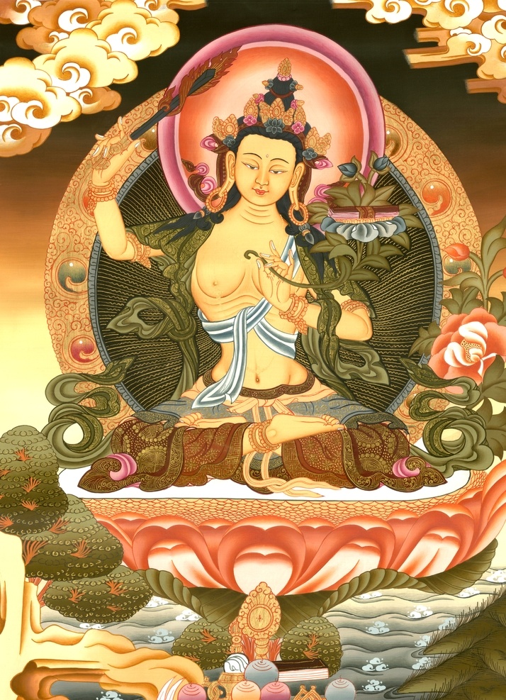 菩萨图片 唐卡 神像 莲花 宗教信仰 文化 观音 神话 宗教 唐卡广告 唐卡海报 藏族文化 藏经 文化艺术 绘画书法