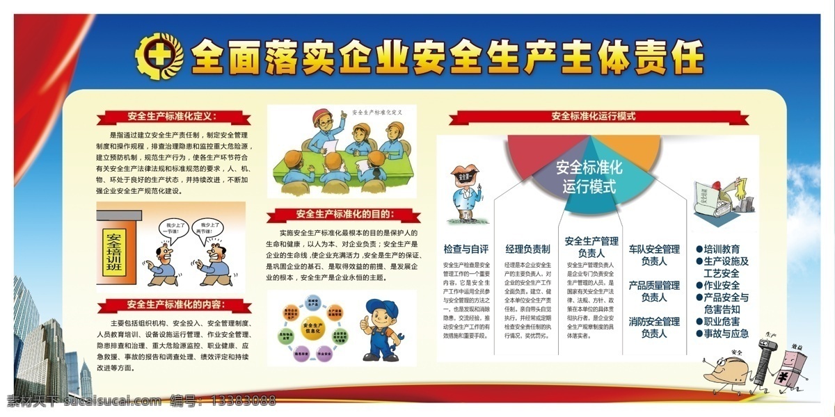 企业安全生产 安全 安全生产 展板 蓝色 文化艺术