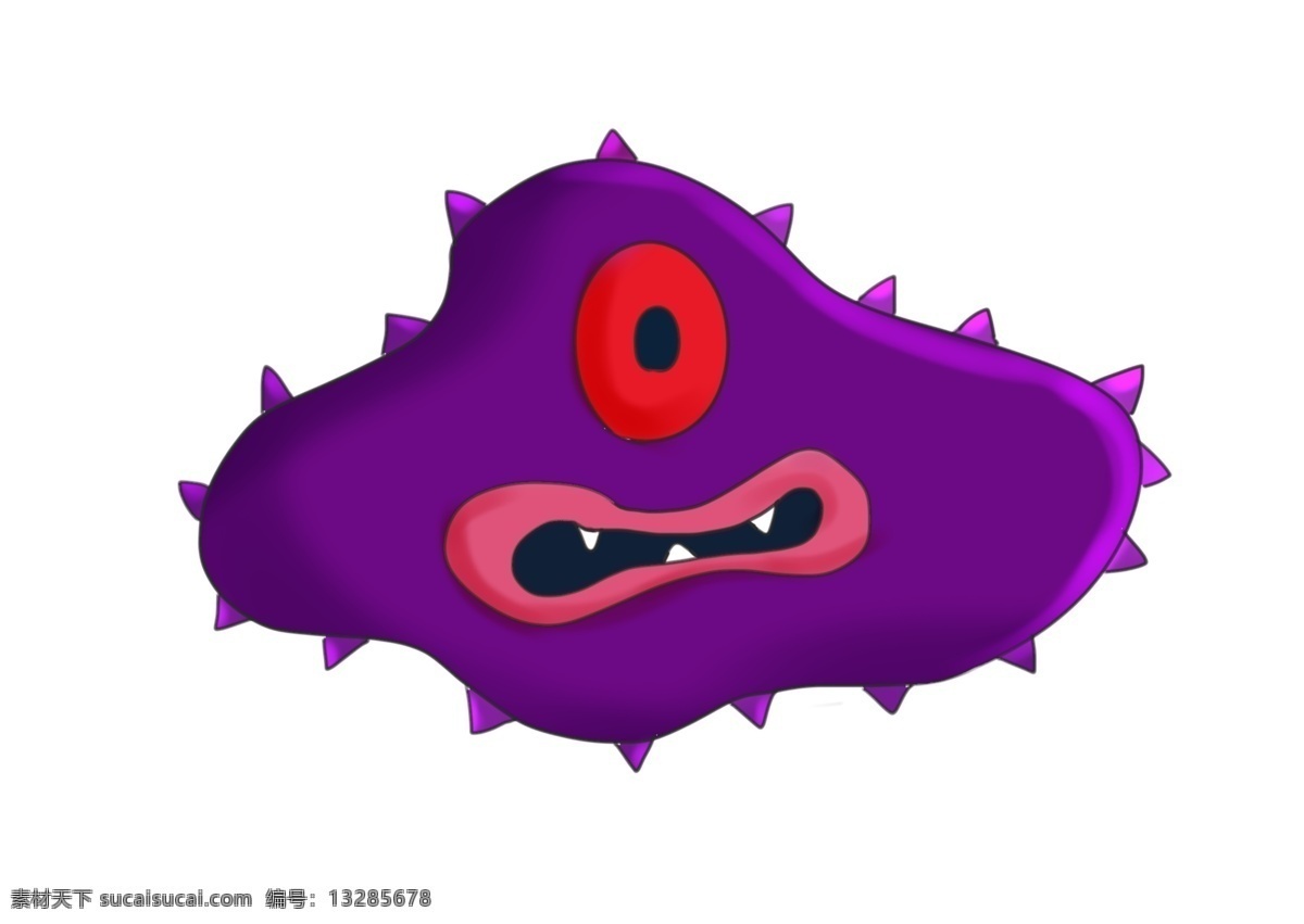 独 眼 紫色 细菌 插图 不规则细菌 独眼细菌 紫色细菌 表情病毒 传染细菌 生病 病毒 拟人细菌插图 生物细菌