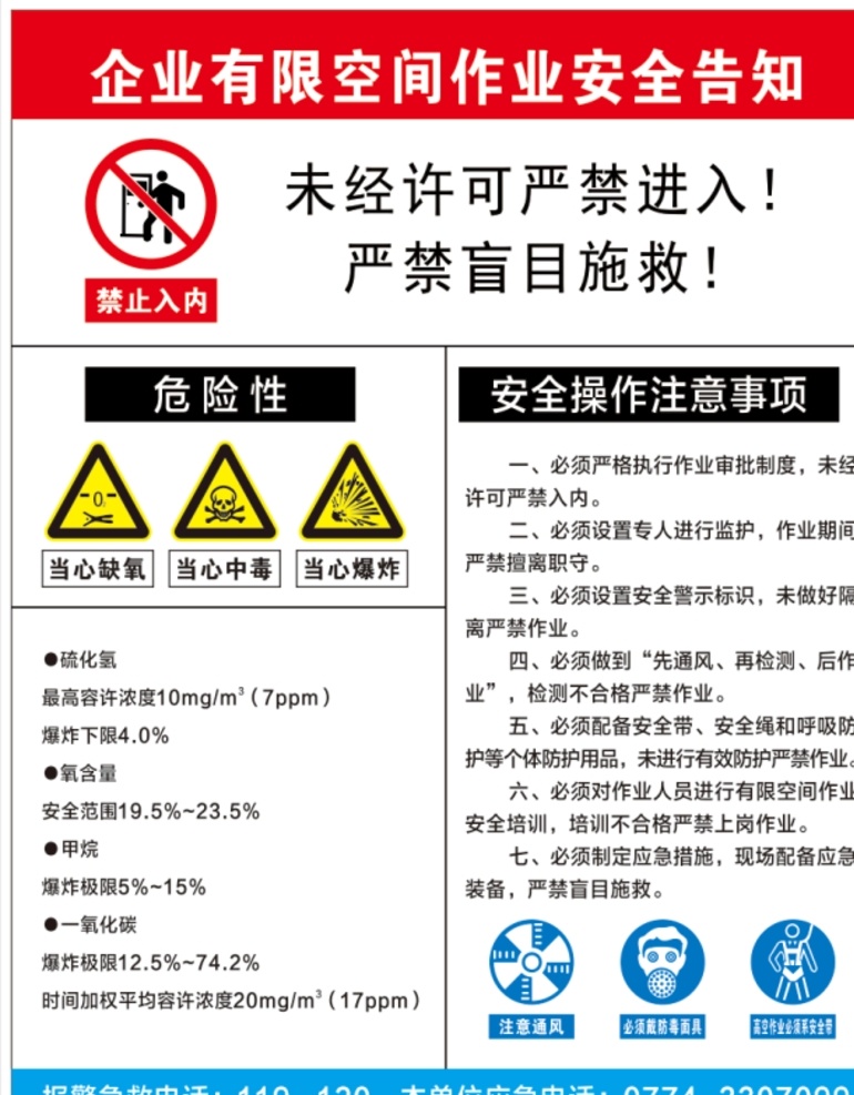 有限 空间 作业 安全 告知 有限空间 禁止入内 严禁入内 严禁进入 当心中毒 当心缺氧 当心机械伤人 当心触电 当心爆炸 注意通风 佩戴劳保用品 禁止合闸 警示牌 警告牌 告知牌 安全告知牌 企业安全