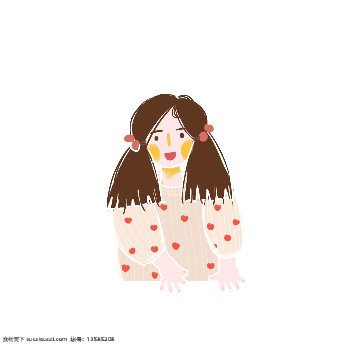 扁平化 扎 双 马尾 小女孩 卡通 简约 人物 插画 女孩 双马尾 psd人物