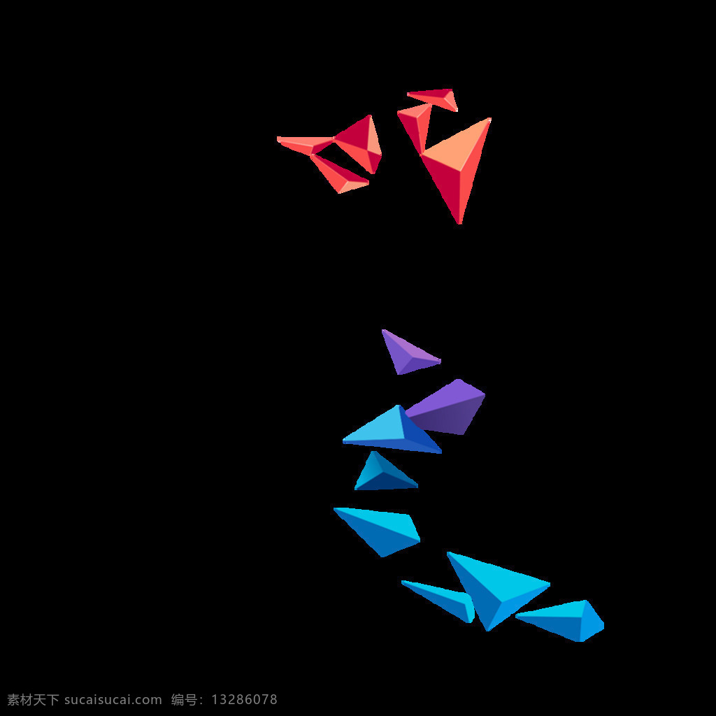 彩色三角元素 几何 简约 彩色 三 角 折纸 元素