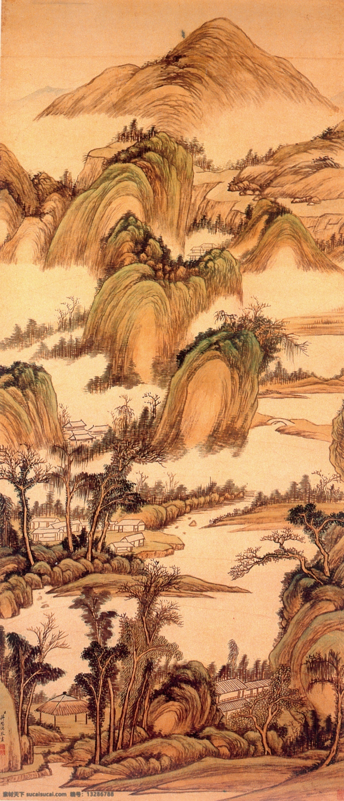 分层 源文件 风景画 工女 古画 古人 花瓶 民间艺术 民间艺术画 清明上河图 山水画 中国 民间 艺术品 中华刺绣 绣女 传统 元素 整合 节日素材 清明节