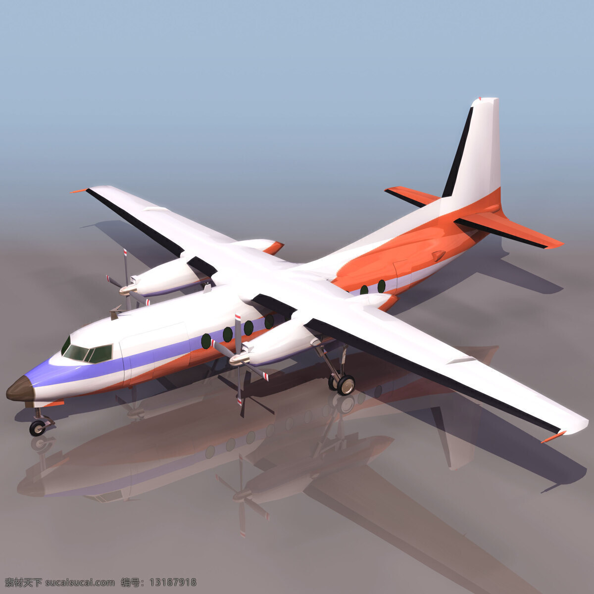 飞机模型 foker foker27 民用飞机 3d模型素材 电器模型