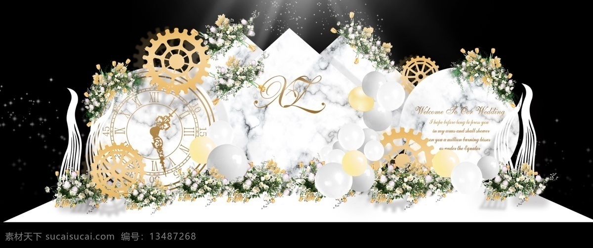 大理石 纹理 留影 效果图 白色 大理 石纹 婚礼 齿轮 白金婚礼设计 几何 效果 区 迎宾