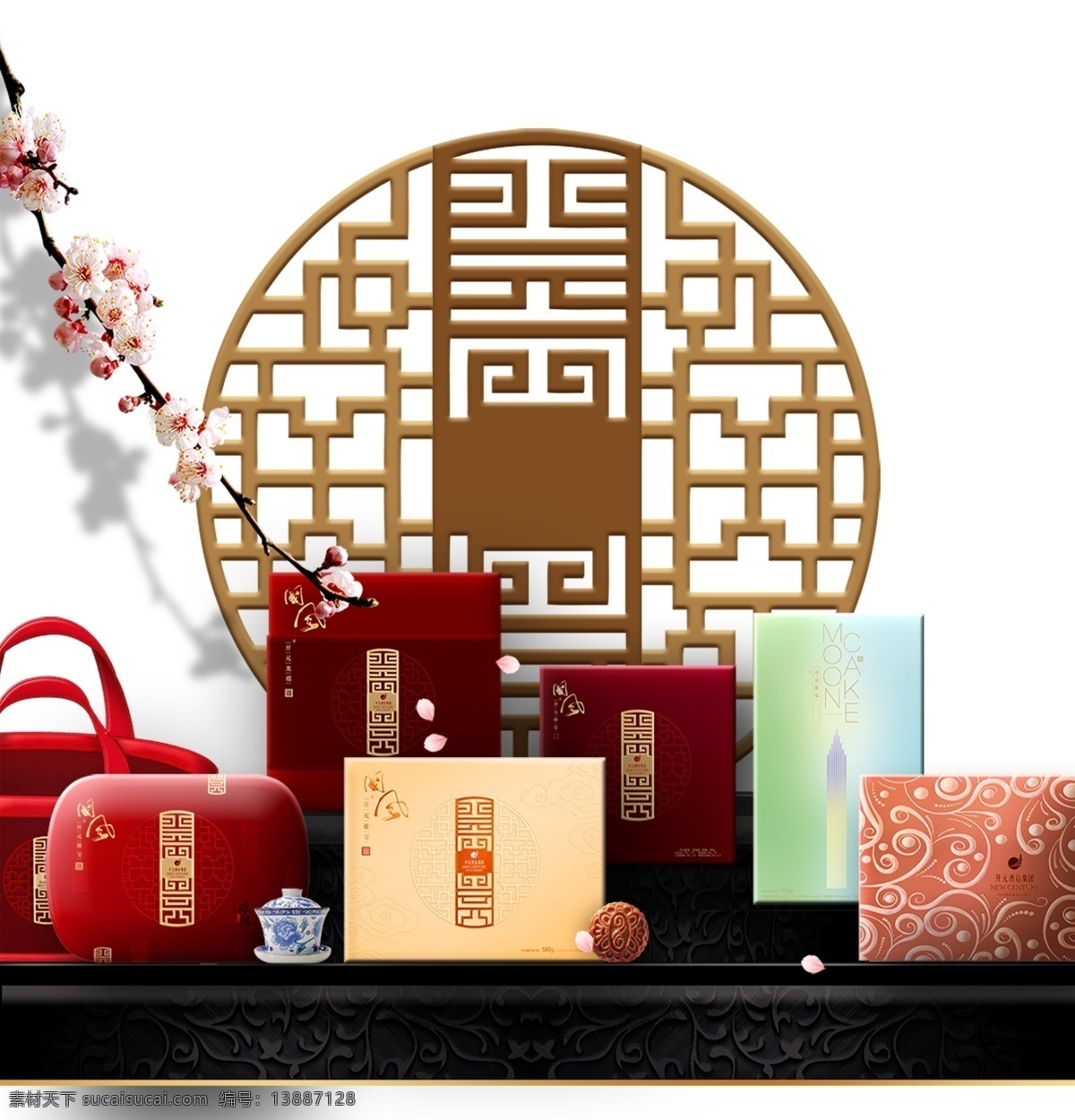 中国 风 梅花 圆 框 月饼 礼盒 元素 中国风 月饼礼盒 黑色 复古边框 中秋月饼 圆框 高端 大气 月饼包装 高端月饼 中秋月饼礼