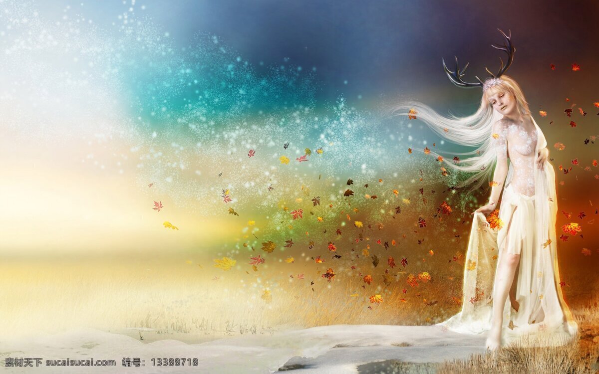壁纸 插画 动漫动画 动漫人物 枫叶 高清壁纸 幻想 绘画 手绘 美女 设计素材 模板下载 手绘美女 鹿角 唯美 数字绘画 艺术 板绘美女 美女壁纸 插画集