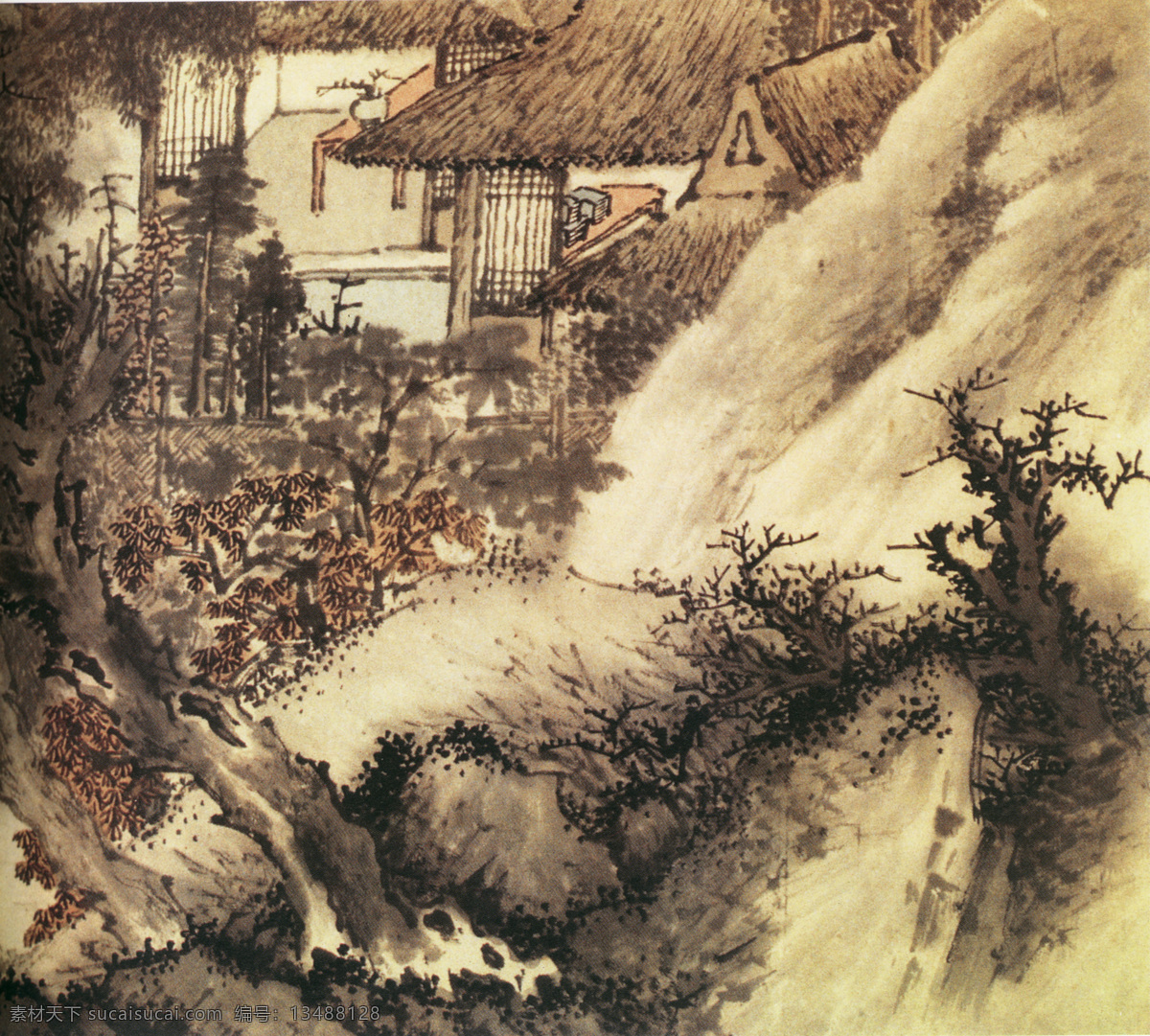 小山远歌图d 山水画 中国 古画 中国古画 设计素材 山水名画 古典藏画 书画美术 黄色