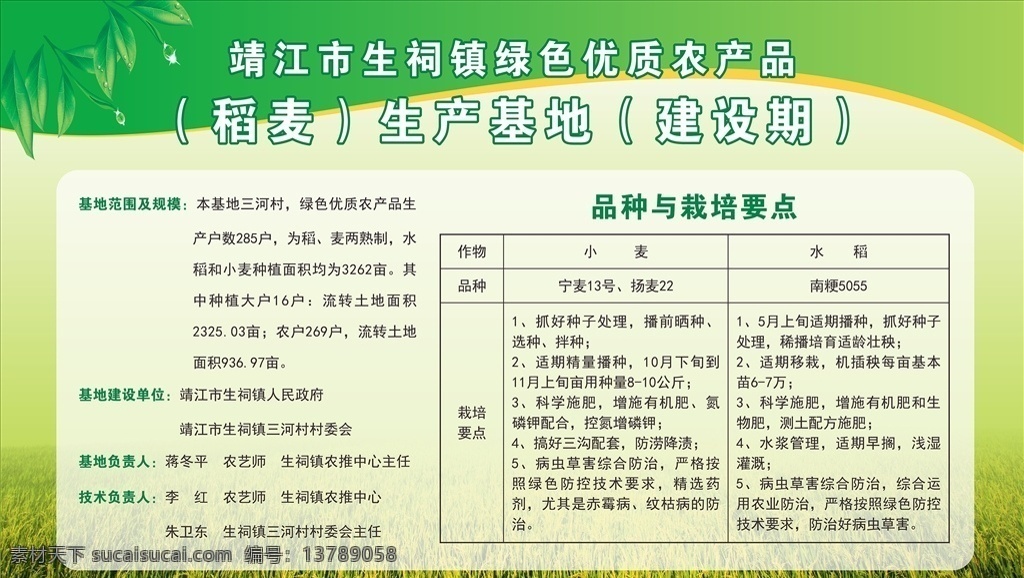 绿色 优质 农产品 稻麦 生产基地 农产品基地 绿色优质农产 稻麦生产基地 绿色基地 绿色农业公示 室外广告设计
